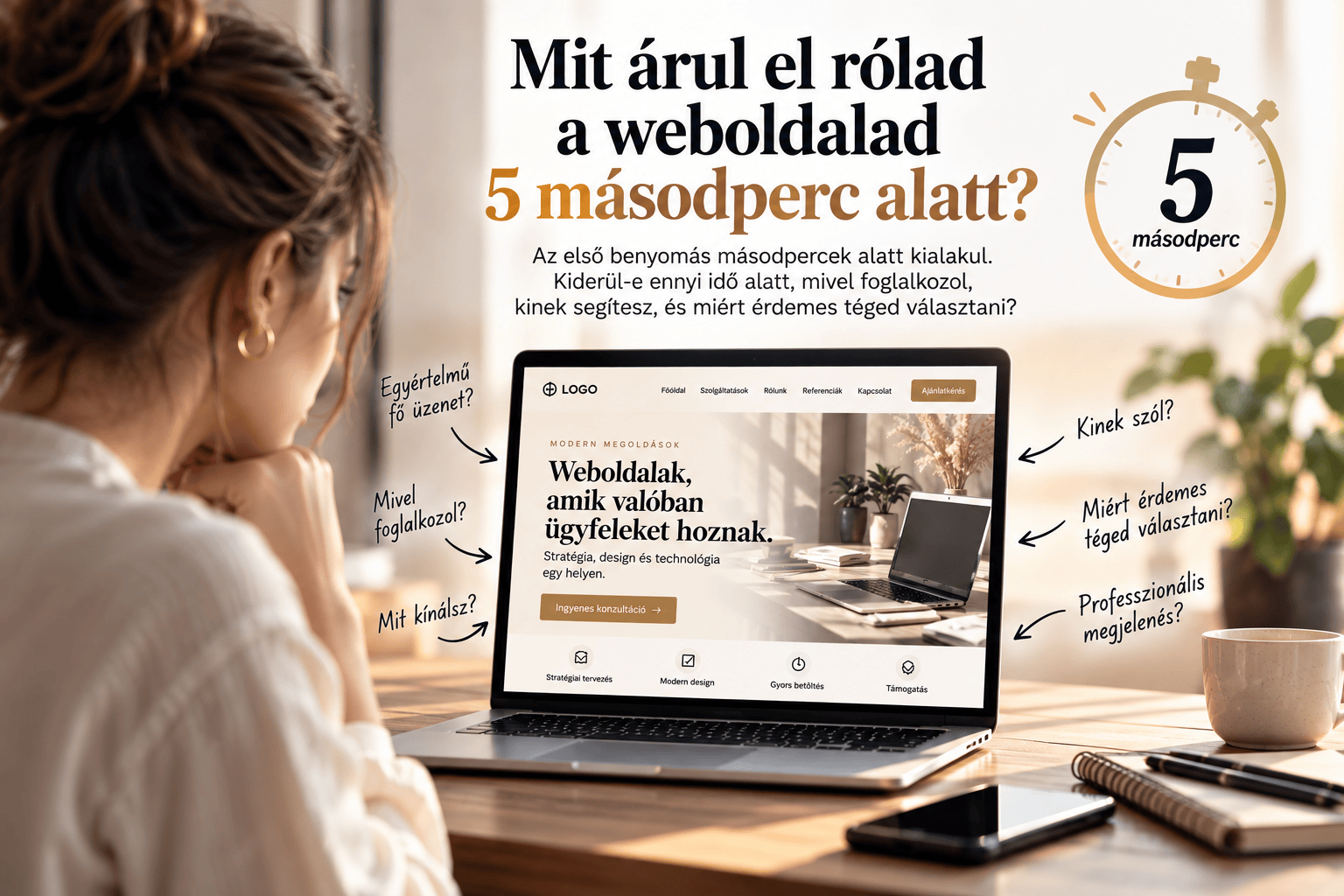 Mit árul el rólad a weboldalad 5 másodperc alatt?
