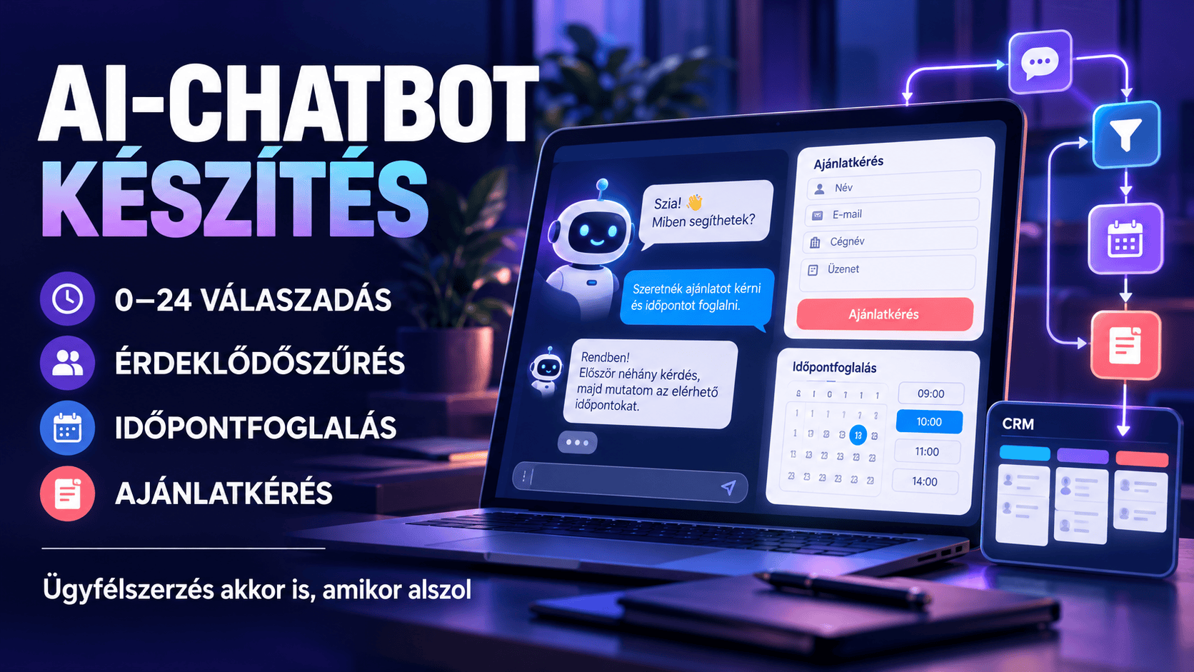 AI-chatbot készítés: így szerezhetsz érdeklődőket akkor is, amikor alszol